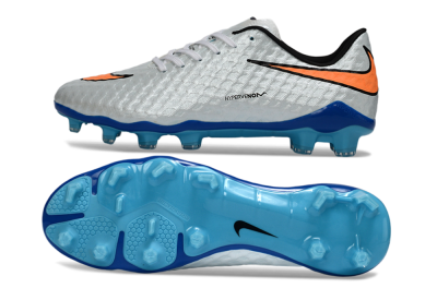Nike Hypervenom Phantom FG Firm Ground Soccer Cleats - White/Electric Blue/Flame Orange