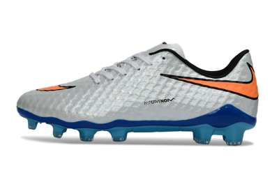 Nike Hypervenom Phantom FG Firm Ground Soccer Cleats - White/Electric Blue/Flame Orange