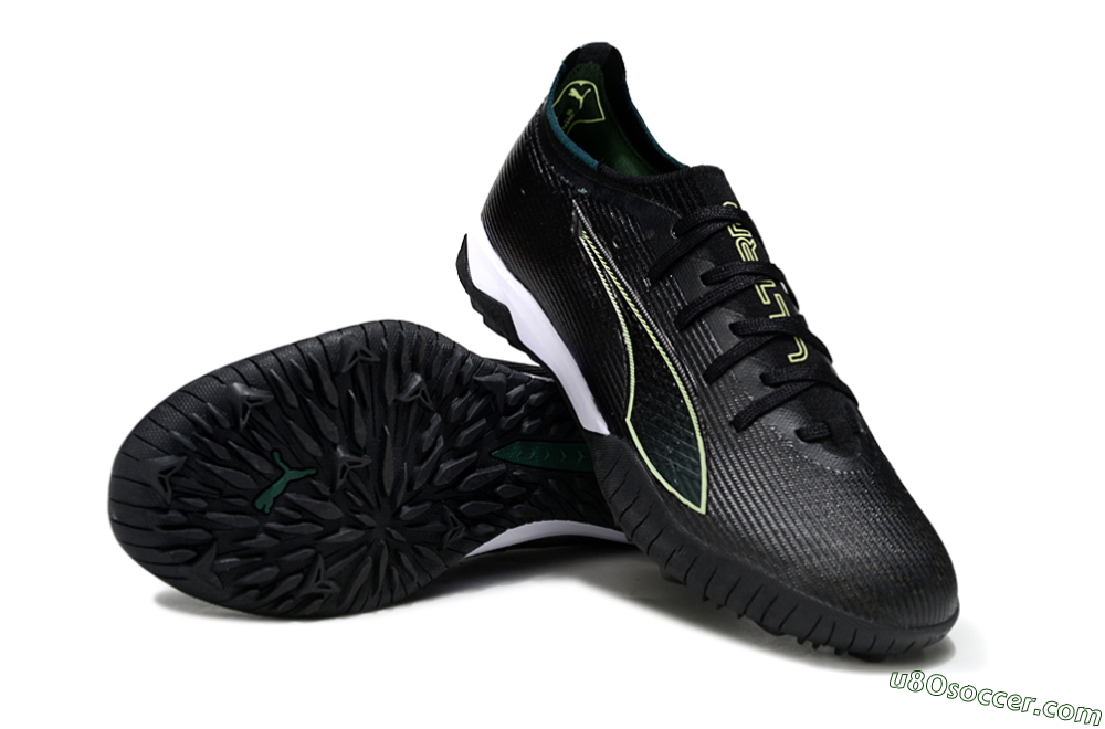 Puma Ultra Ultimate TF Artificial Turf Soccer Shoes - Black/Emerald Glint/White Shine 3