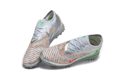 Nike Phantom 6 Low Elite TF Artificial Turf Soccer Shoes - Gray/Vibrant Green/Red Pop