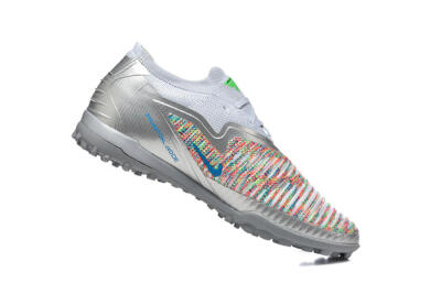 Nike Phantom 6 Low Elite TF Artificial Turf Soccer Shoes - Gray/Vibrant Green/Red Pop