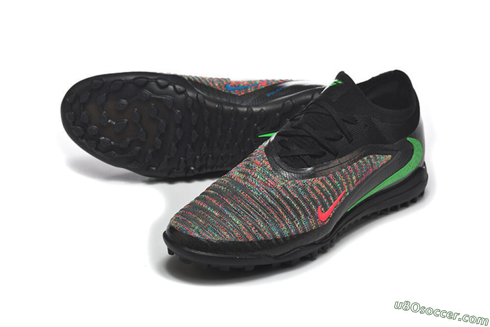 Nike Phantom 6 Low Elite TF Artificial Turf Soccer Shoes - Black/Vibrant Green/Hyper Red 3