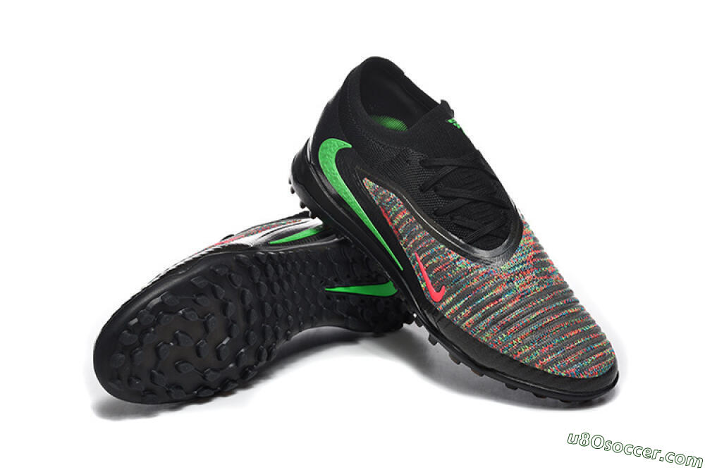 Nike Phantom 6 Low Elite TF Artificial Turf Soccer Shoes - Black/Vibrant Green/Hyper Red 4