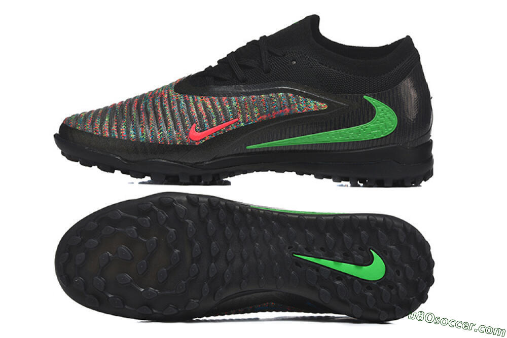Nike Phantom 6 Low Elite TF Artificial Turf Soccer Shoes - Black/Vibrant Green/Hyper Red 0