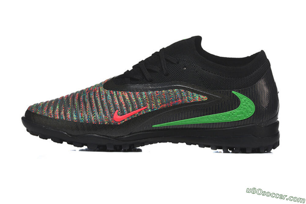 Nike Phantom 6 Low Elite TF Artificial Turf Soccer Shoes - Black/Vibrant Green/Hyper Red 2