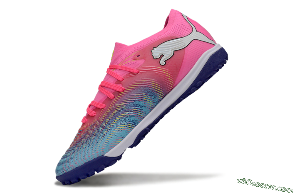 Puma Future 8 Ultimate TF Artificial Turf Soccer Shoes - Pink/Electric Pink/Dark Blue 5