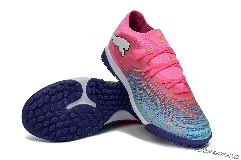 Puma Future 8 Ultimate TF Artificial Turf Soccer Shoes - Pink/Electric Pink/Dark Blue 3