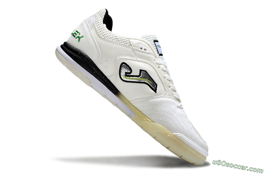 Joma Top Flex IC Indoor & Futsal Soccer Shoes - White/Black/Green 4