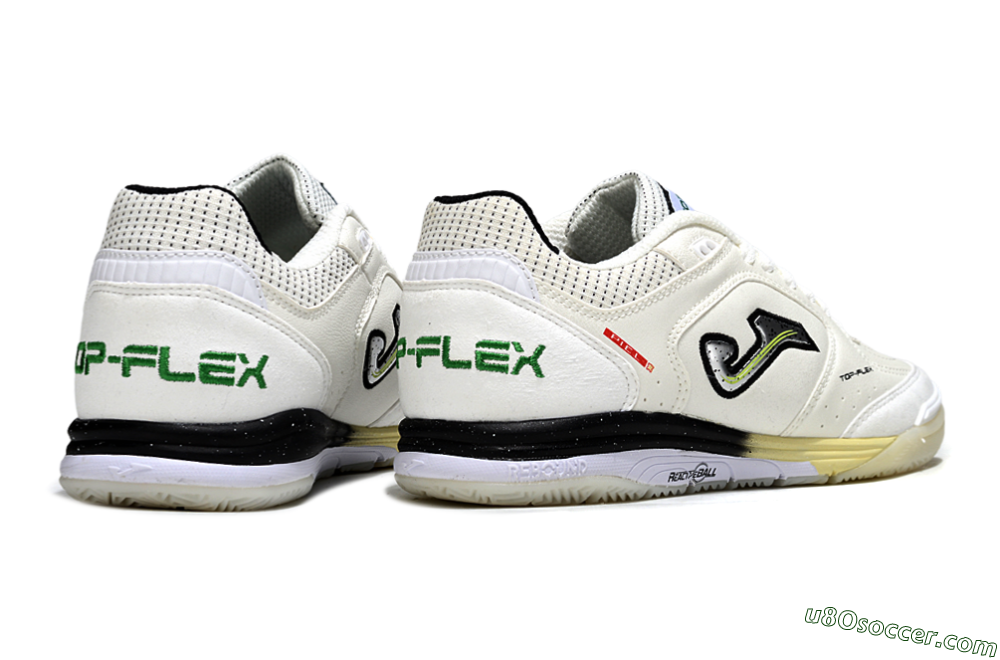 Joma Top Flex IC Indoor & Futsal Soccer Shoes - White/Black/Green 6