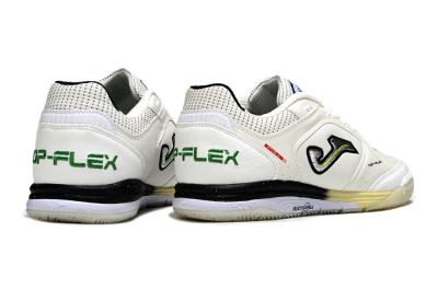 Joma Top Flex IC Indoor & Futsal Soccer Shoes - White/Black/Green