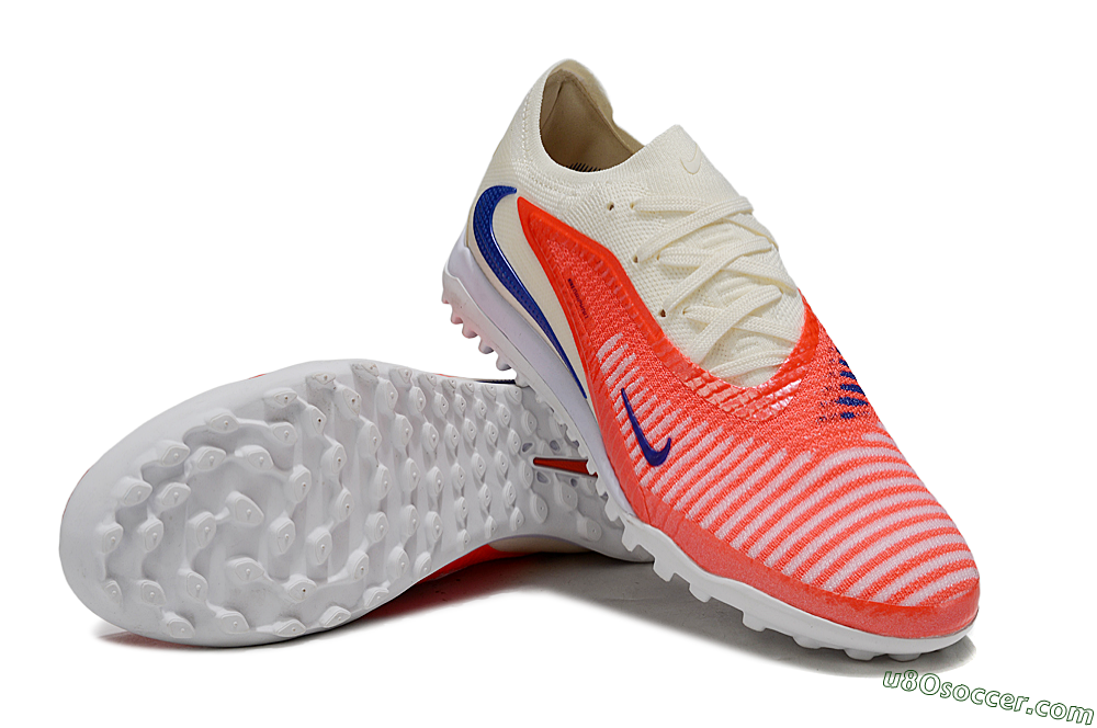 Nike Phantom 6 Low Elite TF Artificial Turf Soccer Shoes - Red/Sunset Orange/Cool Blue 3