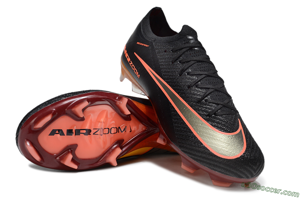 Nike Air Zoom Mercurial Vapor 16 Elite FG Firm Ground Soccer Cleats - Black/Coral Punch/Golden Bronze 2