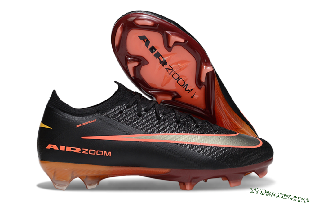 Nike Air Zoom Mercurial Vapor 16 Elite FG Firm Ground Soccer Cleats - Black/Coral Punch/Golden Bronze 1