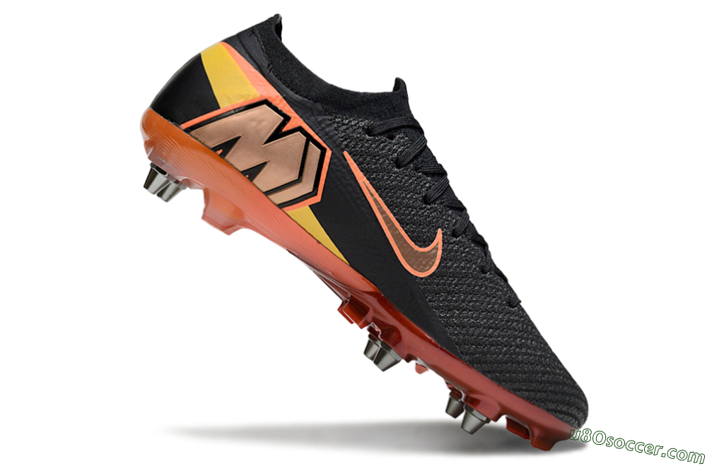 Nike Air Zoom Mercurial Vapor 16 Elite SG Soft Ground Soccer Cleats - Black/Vibrant Orange/Crimson Red 4