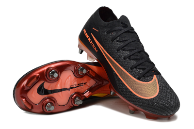 Nike Air Zoom Mercurial Vapor 16 Elite SG Soft Ground Soccer Cleats - Black/Vibrant Orange/Crimson Red
