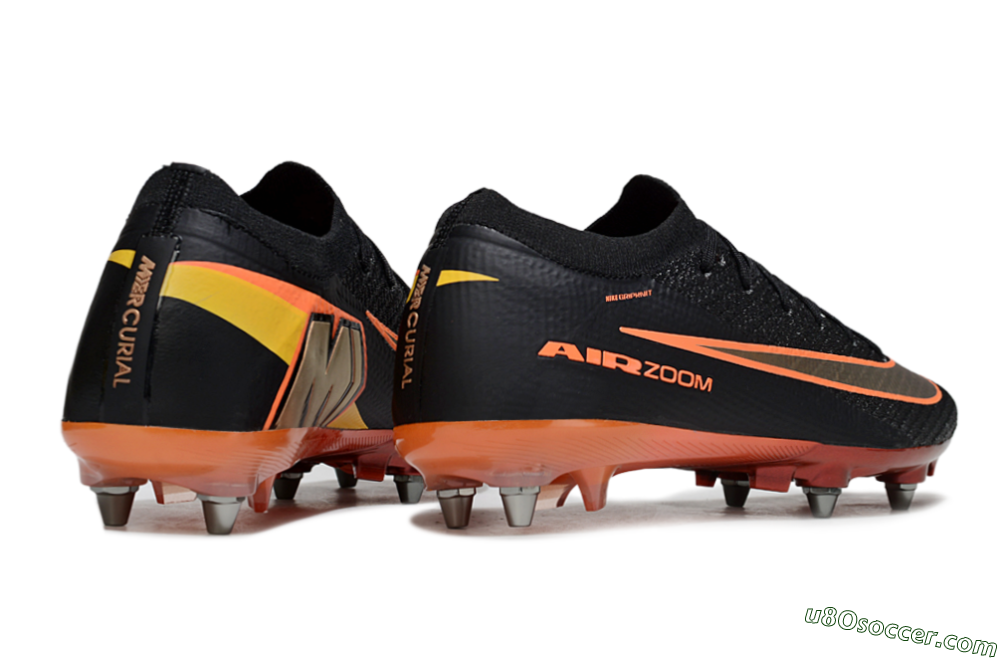 Nike Air Zoom Mercurial Vapor 16 Elite SG Soft Ground Soccer Cleats - Black/Vibrant Orange/Crimson Red 6