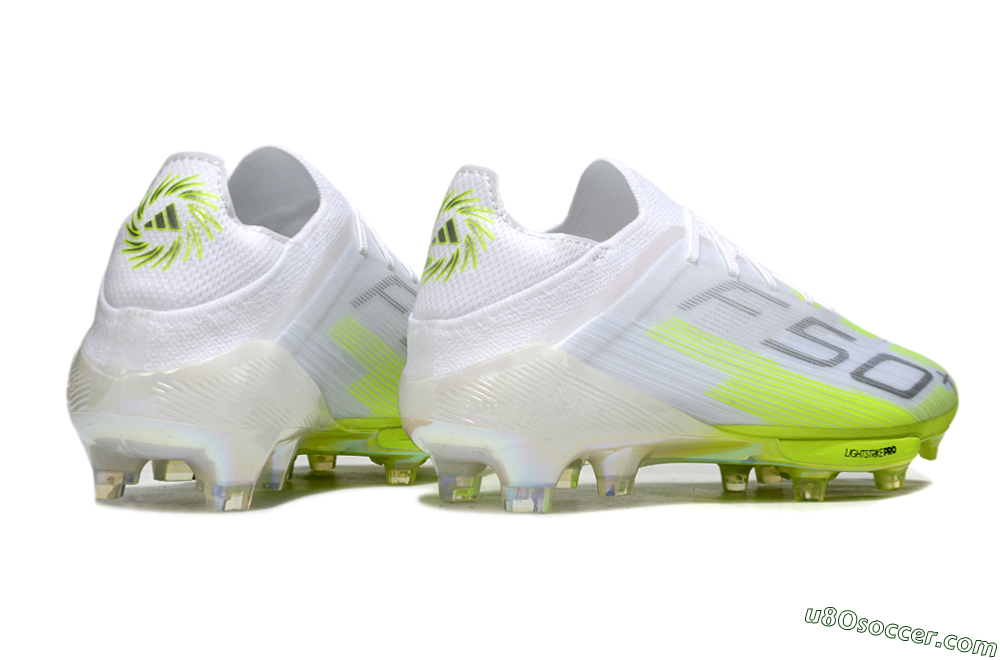 Adidas F50 Lightstrike Pro FG Firm Ground Soccer Cleats - White/Lime Burst/Pure White 6