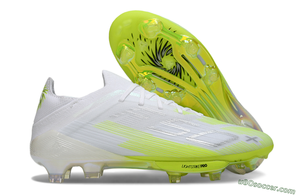 Adidas F50 Lightstrike Pro FG Firm Ground Soccer Cleats - White/Lime Burst/Pure White 1