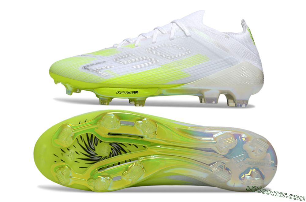 Adidas F50 Lightstrike Pro FG Firm Ground Soccer Cleats - White/Lime Burst/Pure White 0