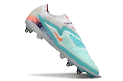Nike Phantom 6 Low Elite SG Soft Ground Soccer Cleats - White/Aqua Breeze/Pink Peach