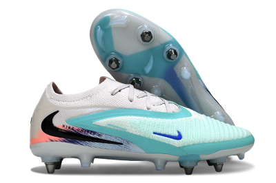Nike Phantom 6 Low Elite SG Soft Ground Soccer Cleats - White/Aqua Breeze/Pink Peach