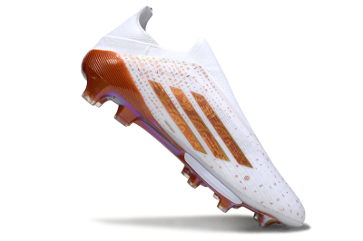 Adidas F50 Lightstrike Pro Laceless FG Firm Ground Soccer Cleats - White/Amber Glow/Metallic Orange