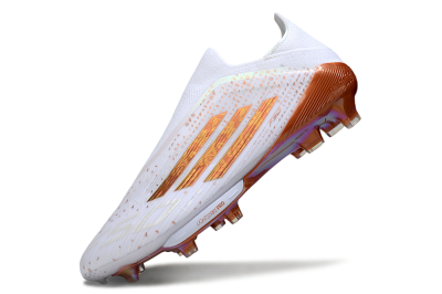 Adidas F50 Lightstrike Pro Laceless FG Firm Ground Soccer Cleats - White/Amber Glow/Metallic Orange