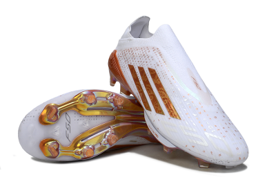 Adidas F50 Lightstrike Pro Laceless FG Firm Ground Soccer Cleats - White/Amber Glow/Metallic Orange
