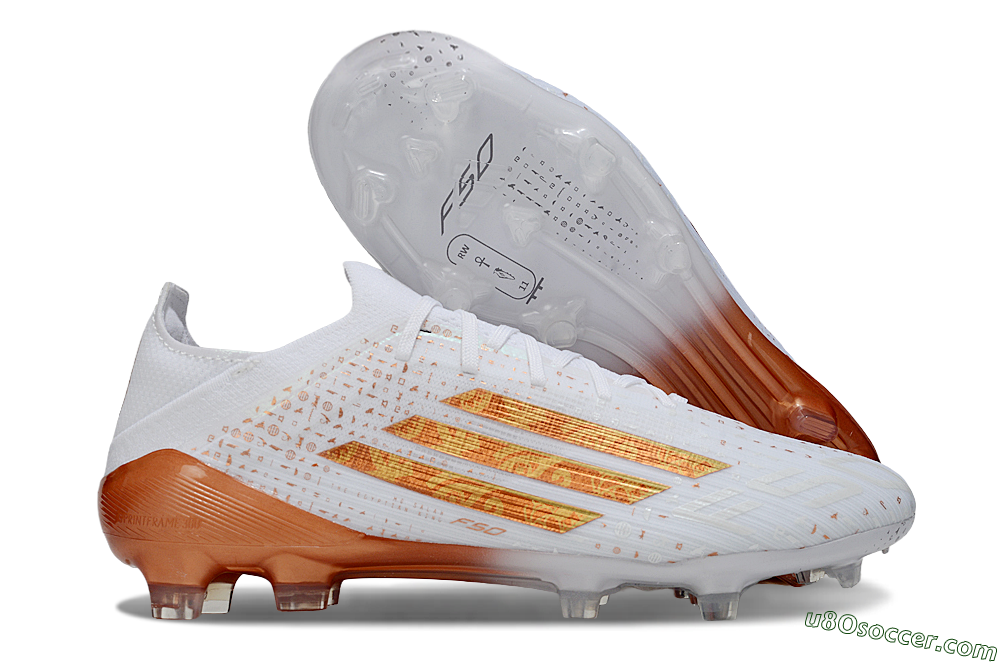 Adidas F50 Pro FG Firm Ground Soccer Cleats - White/Metallic Copper/Solar Red 1