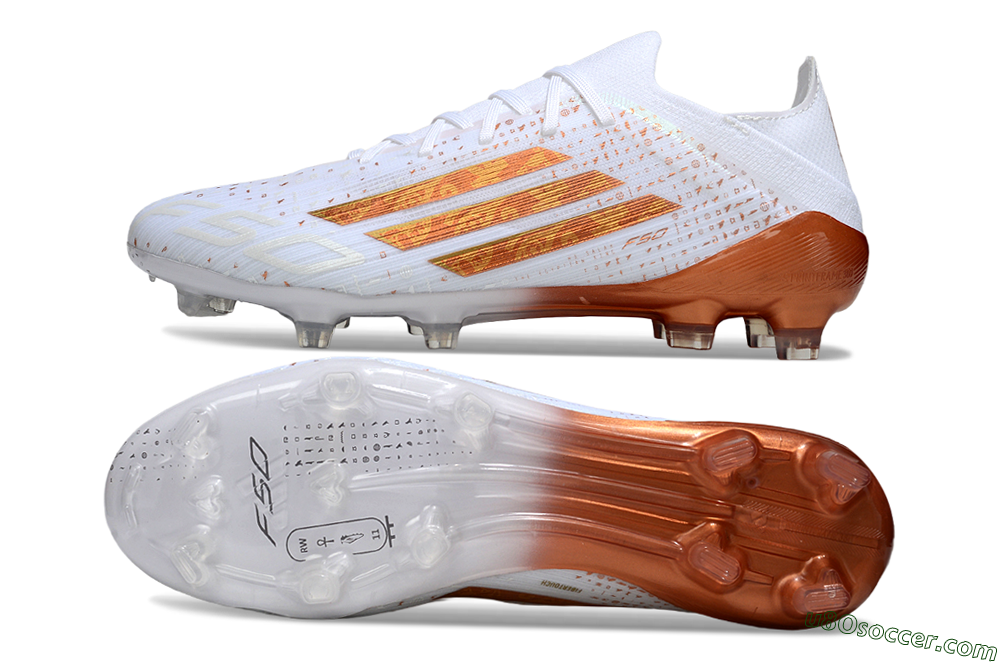 Adidas F50 Pro FG Firm Ground Soccer Cleats - White/Metallic Copper/Solar Red 0