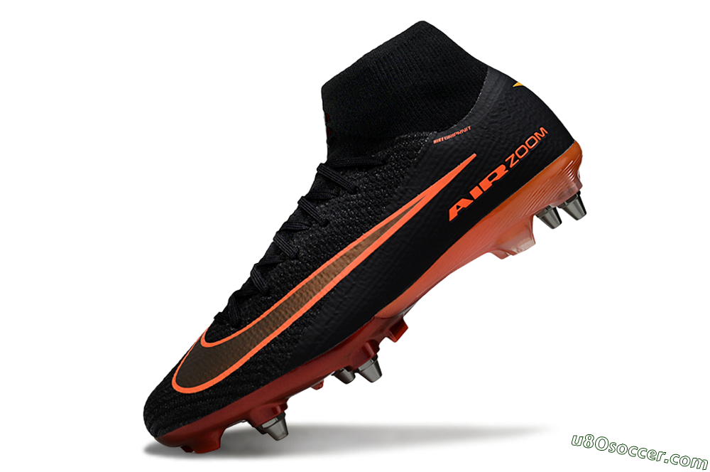 Nike Air Zoom Mercurial Superfly 10 Elite SG Soft Ground Soccer Cleats - Black/Burnt Orange/Shiny Red 5