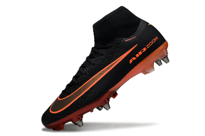 Nike Air Zoom Mercurial Superfly 10 Elite SG Soft Ground Soccer Cleats - Black/Burnt Orange/Shiny Red
