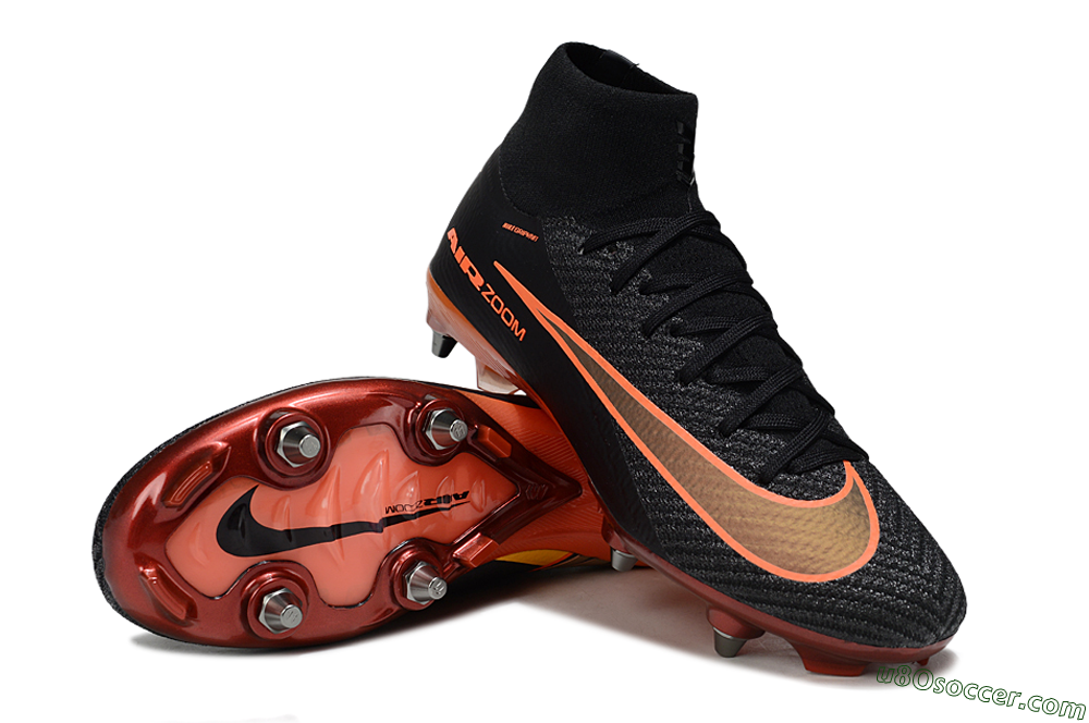 Nike Air Zoom Mercurial Superfly 10 Elite SG Soft Ground Soccer Cleats - Black/Burnt Orange/Shiny Red 3