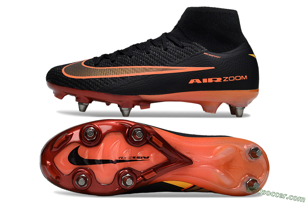 Nike Air Zoom Mercurial Superfly 10 Elite SG Soft Ground Soccer Cleats - Black/Burnt Orange/Shiny Red 0