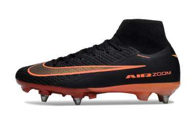Nike Air Zoom Mercurial Superfly 10 Elite SG Soft Ground Soccer Cleats - Black/Burnt Orange/Shiny Red