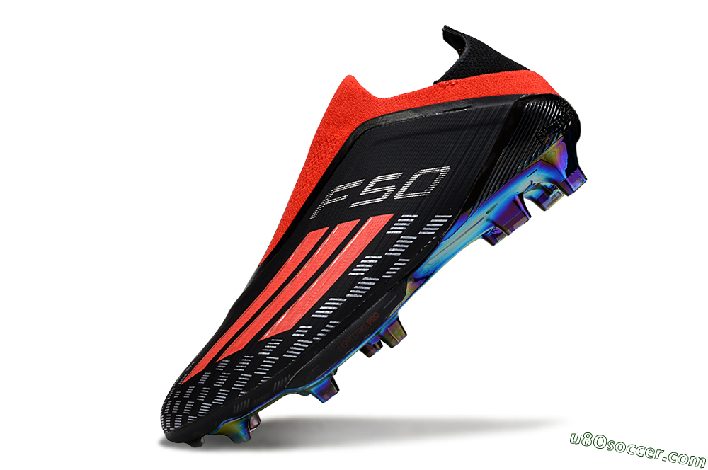Adidas F50 Lightstrike Pro Laceless FG Firm Ground Soccer Cleats - Black/Fiery Red/Rainbow Hues 5