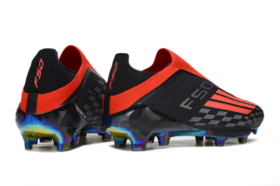 Adidas F50 Lightstrike Pro Laceless FG Firm Ground Soccer Cleats - Black/Fiery Red/Rainbow Hues