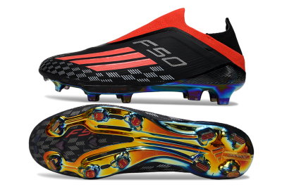 Adidas F50 Lightstrike Pro Laceless FG Firm Ground Soccer Cleats - Black/Fiery Red/Rainbow Hues