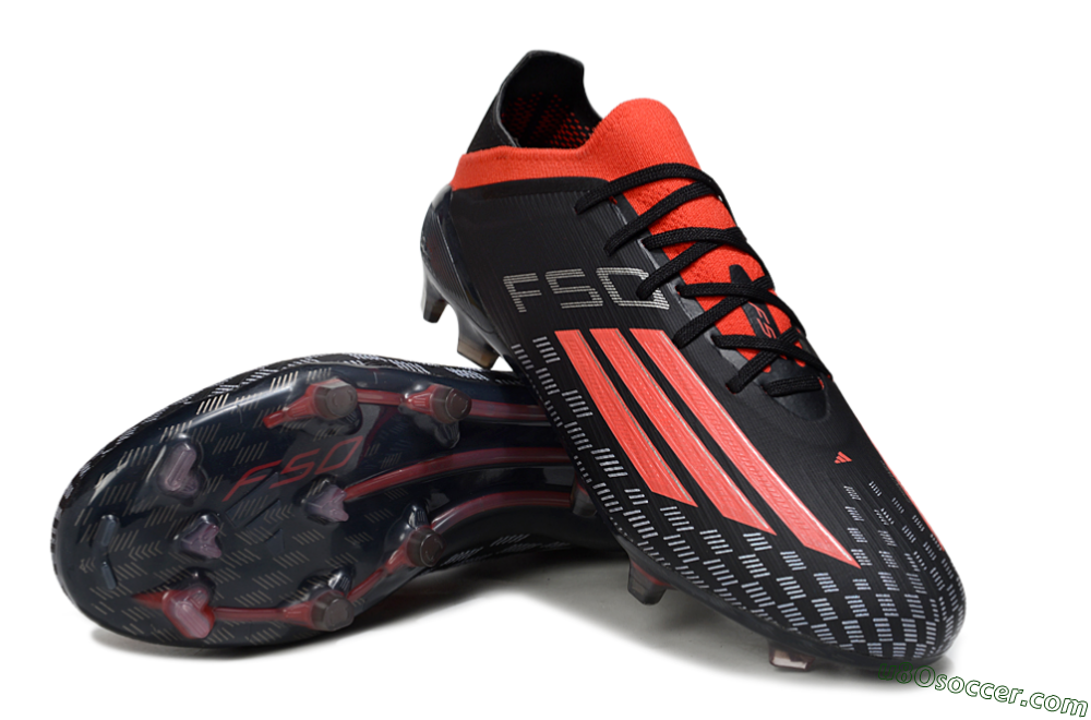 Adidas F50 Pro FG Firm Ground Soccer Cleats - Black/Vibrant Red/Stealth Black 3