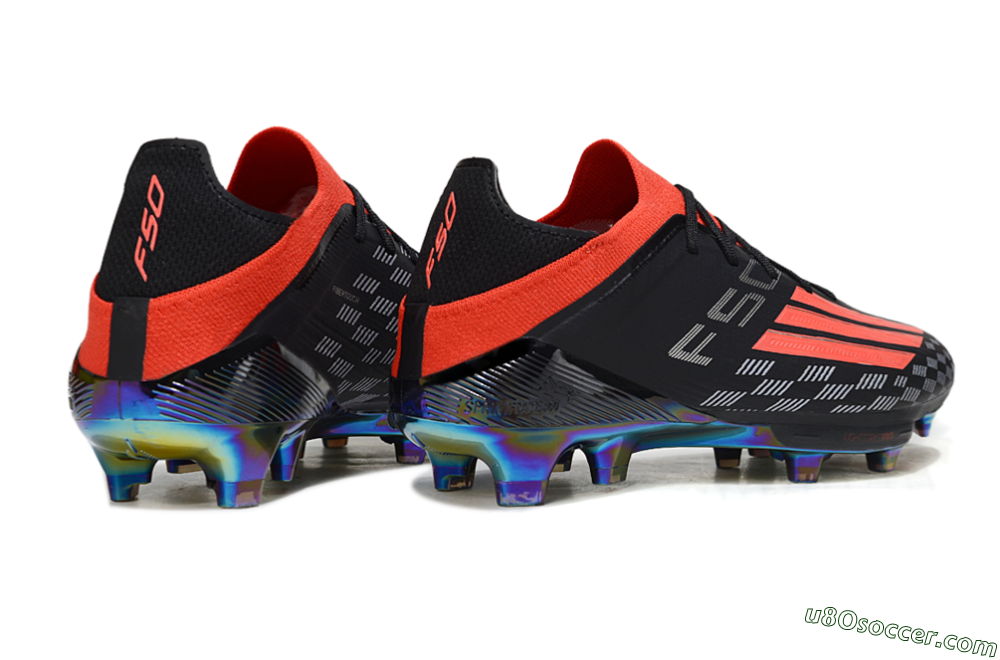 Adidas F50 Lightstrike Pro FG Firm Ground Soccer Cleats - Black/Fiery Red/Neon Blue 6
