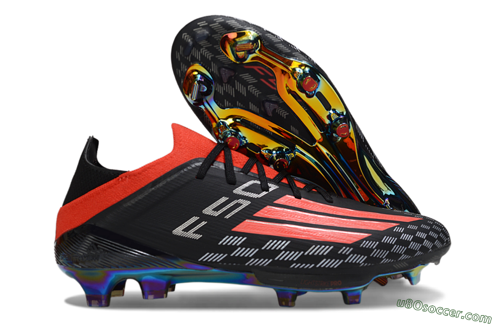 Adidas F50 Lightstrike Pro FG Firm Ground Soccer Cleats - Black/Fiery Red/Neon Blue 1
