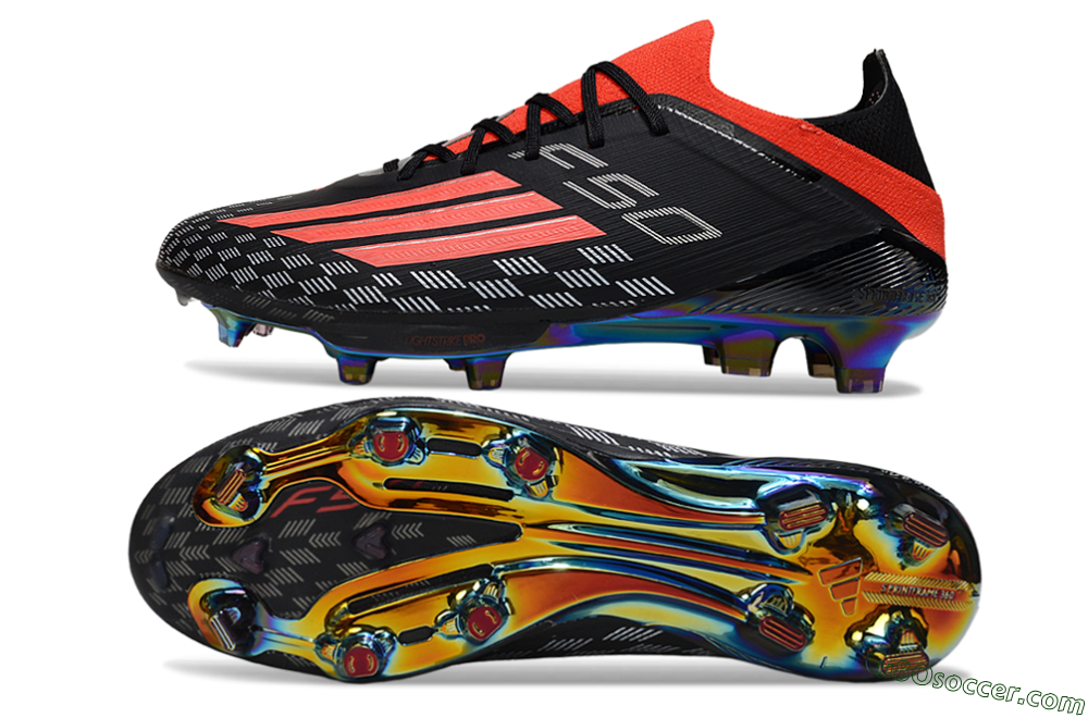 Adidas F50 Lightstrike Pro FG Firm Ground Soccer Cleats - Black/Fiery Red/Neon Blue 0