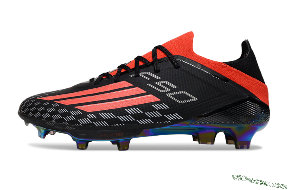 Adidas F50 Lightstrike Pro FG Firm Ground Soccer Cleats - Black/Fiery Red/Neon Blue 2