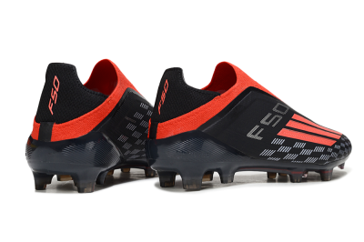Adidas F50 Pro Laceless FG Firm Ground Soccer Cleats - Black/Fiery Red/Jet Black