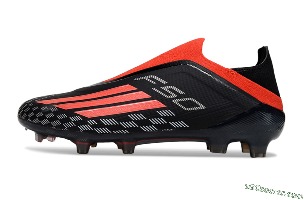 Adidas F50 Pro Laceless FG Firm Ground Soccer Cleats - Black/Fiery Red/Jet Black 2
