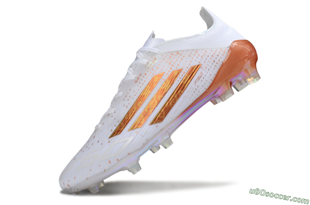 Adidas F50 Pro FG Firm Ground Soccer Cleats - White/Shimmering Orange/Metallic Rose 5