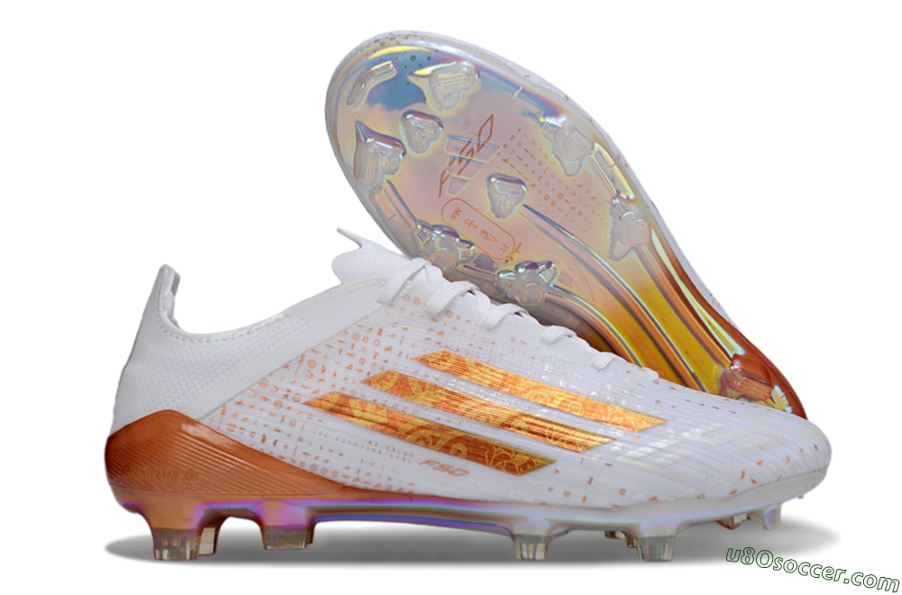 Adidas F50 Pro FG Firm Ground Soccer Cleats - White/Shimmering Orange/Metallic Rose 1