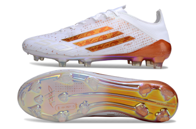 Adidas F50 Pro FG Firm Ground Soccer Cleats - White/Shimmering Orange/Metallic Rose