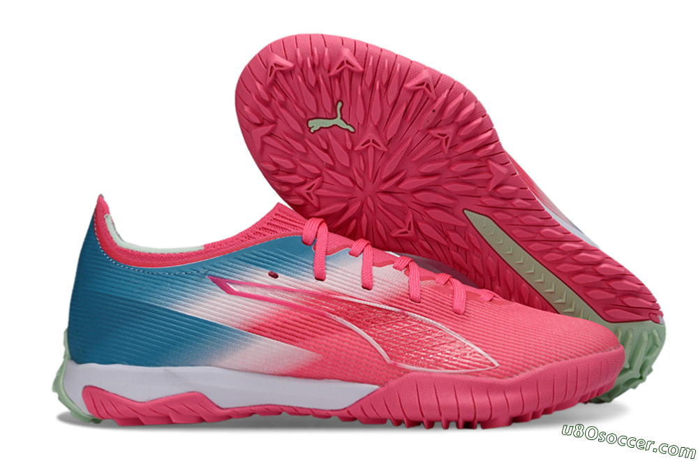 Puma Ultra Ultimate TF Artificial Turf Soccer Shoes - Pink/Coral Pink/Turquoise Blue 1