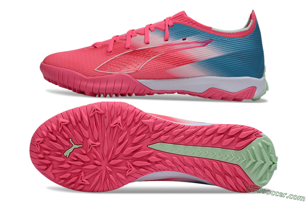 Puma Ultra Ultimate TF Artificial Turf Soccer Shoes - Pink/Coral Pink/Turquoise Blue 0